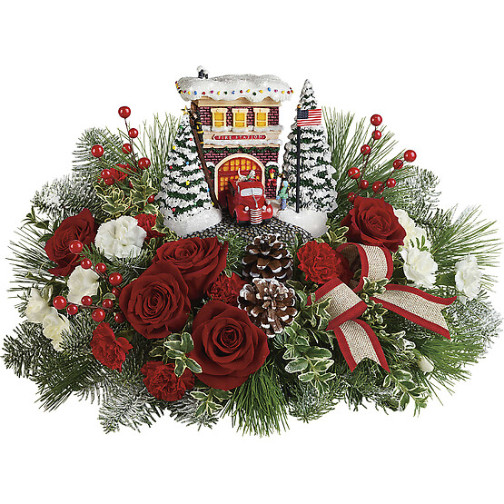 Thomas Kinkade&amp;#039;s Festive Fire Station Bouquet