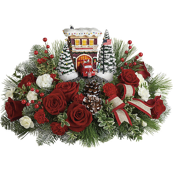 Thomas Kinkade&amp;#039;s Festive Fire Station Bouquet